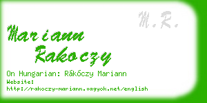 mariann rakoczy business card